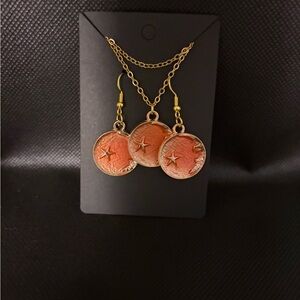 Gold and Orange Star Earrings